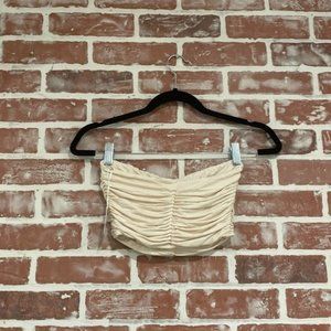 Free People Ivory Cream Ruched Bandeau Top Size Small